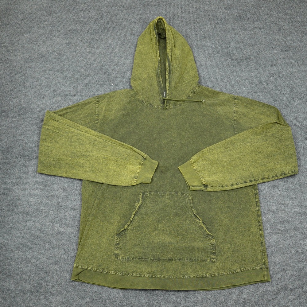 Seaspice Hoodie Mens Large Green Acid Wash Peruvian Cotton Pullover Resort Wear